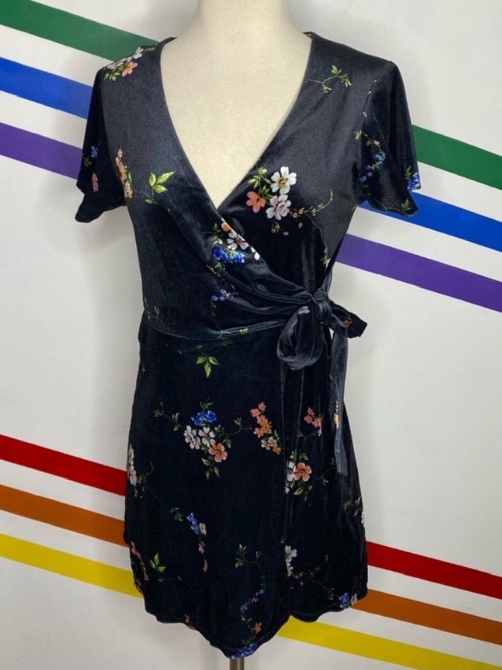 Urban Outfitters Velvet Floral Wrap Mini Dress - NWOT XS
